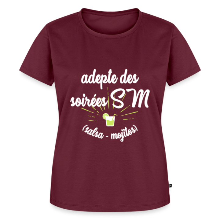 T-shirt premium femme - Soirées SM: Salsa et Mojitos - bourgogne - front