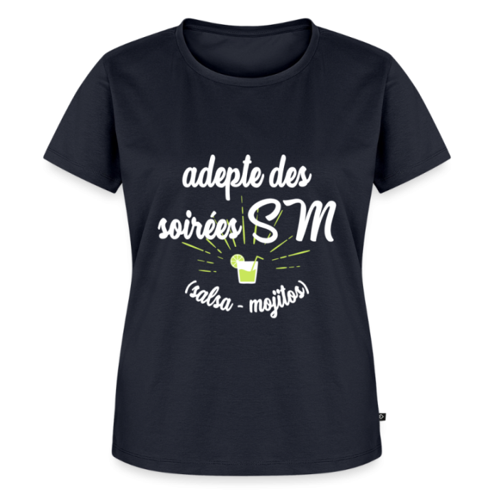 T-shirt premium femme - Soirées SM: Salsa et Mojitos - bleu marine - front