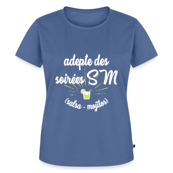 T-shirt premium femme - Soirées SM: Salsa et Mojitos - bleu pigeon - front