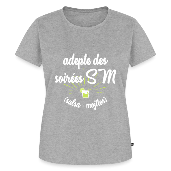 T-shirt premium femme - Soirées SM: Salsa et Mojitos - gris chiné - front