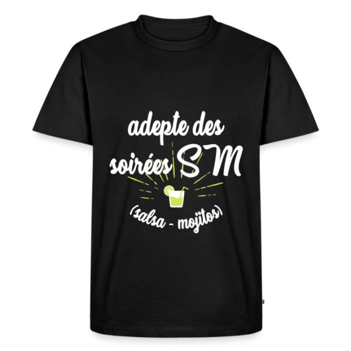 T-shirt premium homme - Soirées SM: Salsa et Mojitos - noir - front