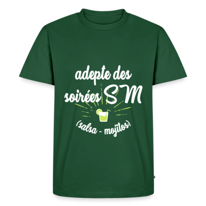 T-shirt premium homme - Soirées SM: Salsa et Mojitos - vert bouteille - front