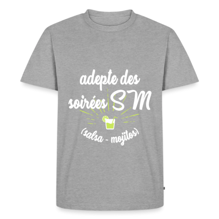 T-shirt premium homme - Soirées SM: Salsa et Mojitos - gris chiné - front