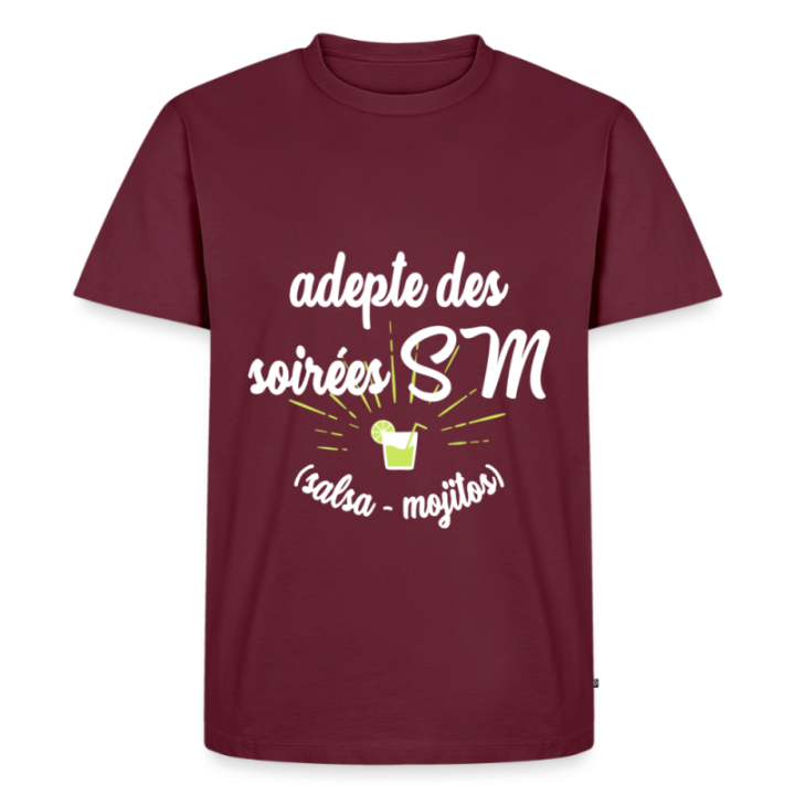 T-shirt premium homme - Soirées SM: Salsa et Mojitos - bourgogne - front