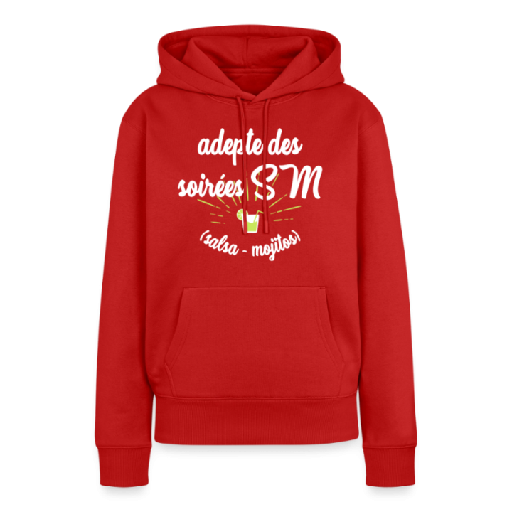 Sweat-shirt à capuche premium femme - Soirées SM: Salsa et Mojitos - rouge - front