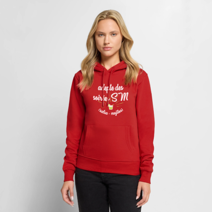 Sweat-shirt à capuche premium femme - Soirées SM: Salsa et Mojitos - rouge - front