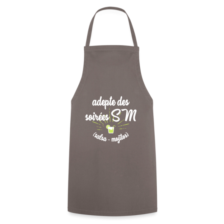 Tablier de cuisine - Soirées SM: Salsa et Mojitos - gris - front