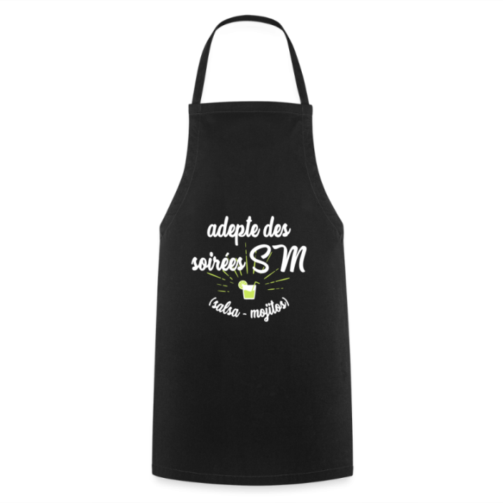 Tablier de cuisine - Soirées SM: Salsa et Mojitos - noir - front