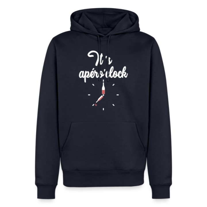 Sweat-shirt à capuche premium homme - It's apéro'clock - bleu marine - front