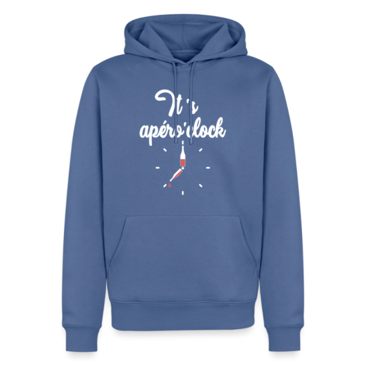 Sweat-shirt à capuche premium homme - It's apéro'clock - bleu pigeon - front