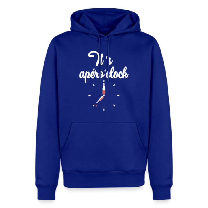 Sweat-shirt à capuche premium homme - It's apéro'clock - bleu roi - front