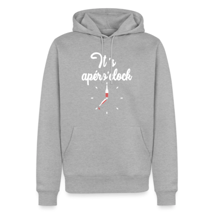 Sweat-shirt à capuche premium homme - It's apéro'clock - gris chiné - front