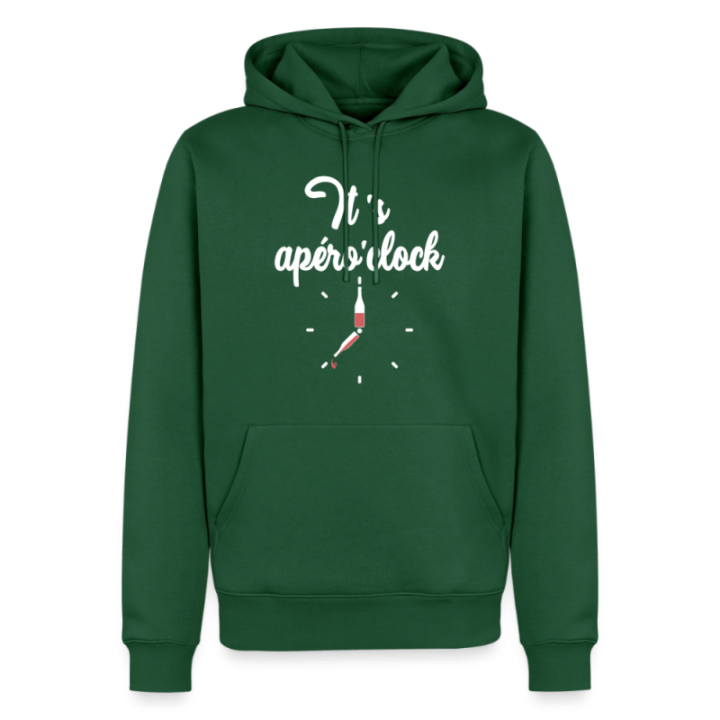 Sweat-shirt à capuche premium homme - It's apéro'clock - vert bouteille - front