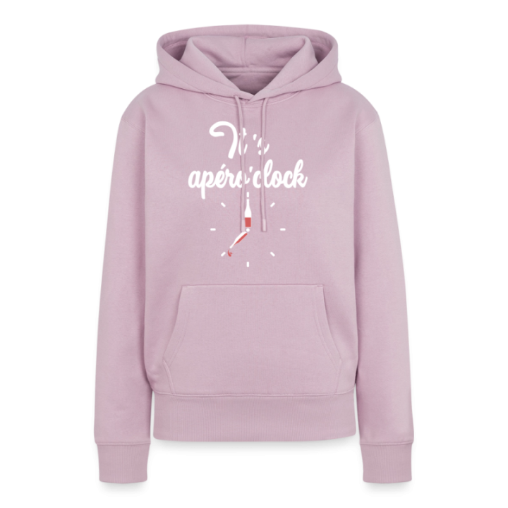 Sweat-shirt à capuche premium femme - It's apéro'clock - rose poudré - front