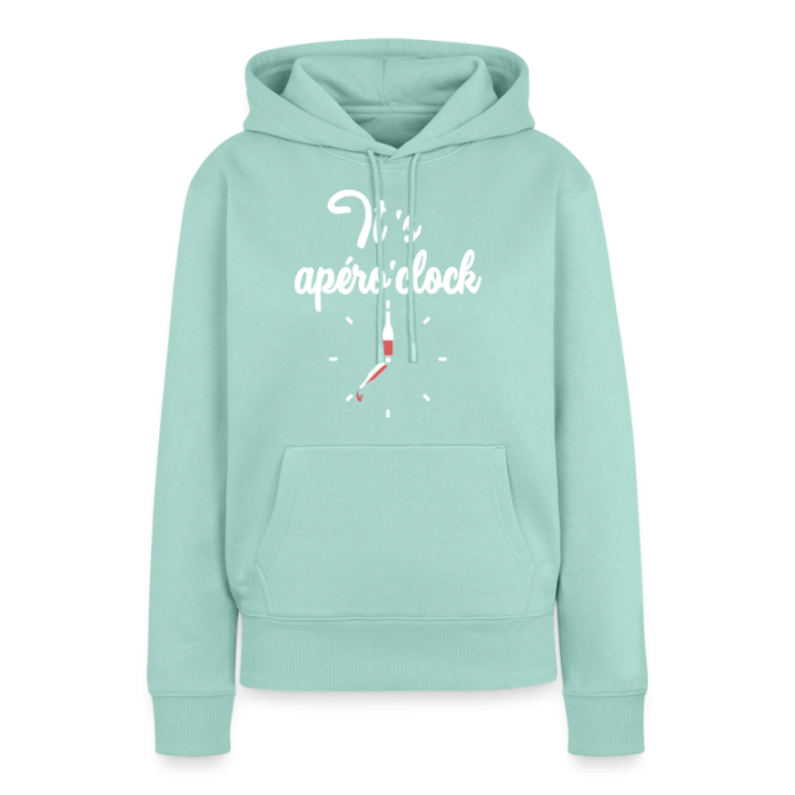 Sweat-shirt à capuche premium femme - It's apéro'clock - menthe  - front