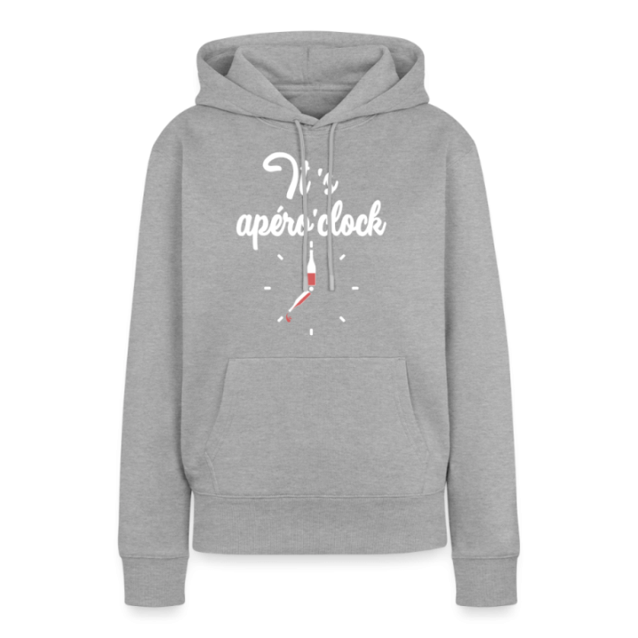 Sweat-shirt à capuche premium femme - It's apéro'clock - gris chiné - front