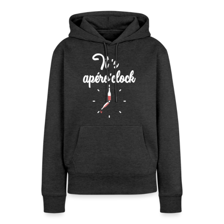 Sweat-shirt à capuche premium femme - It's apéro'clock - anthracite chiné - front