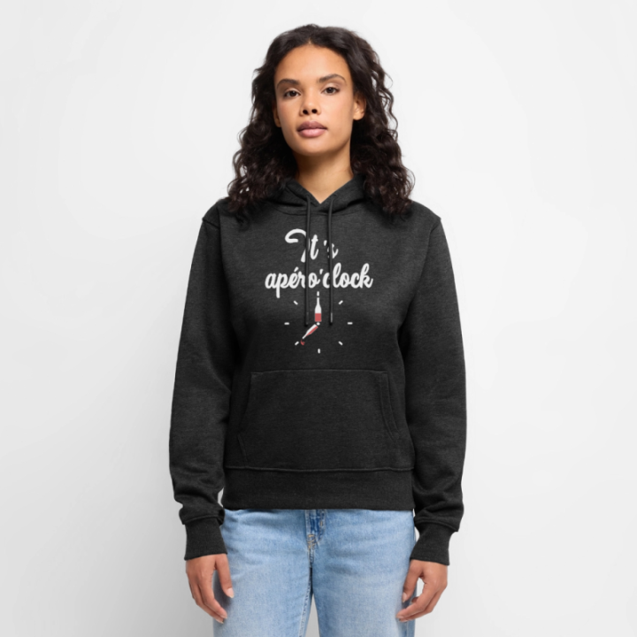 Sweat-shirt à capuche premium femme - It's apéro'clock - anthracite chiné - front