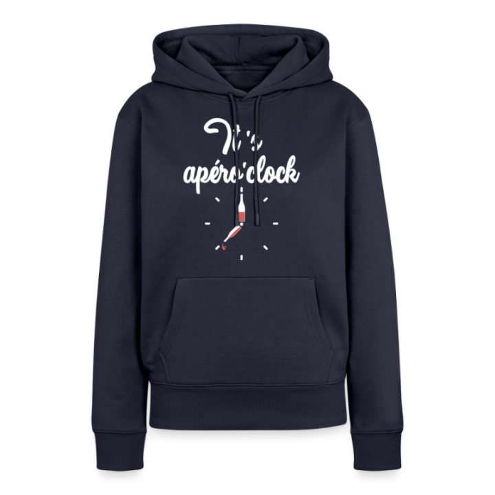 Sweat-shirt à capuche premium femme - It's apéro'clock - bleu marine - front