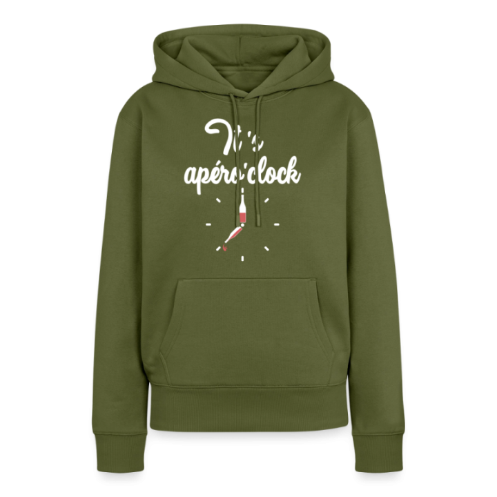Sweat-shirt à capuche premium femme - It's apéro'clock - kaki - front