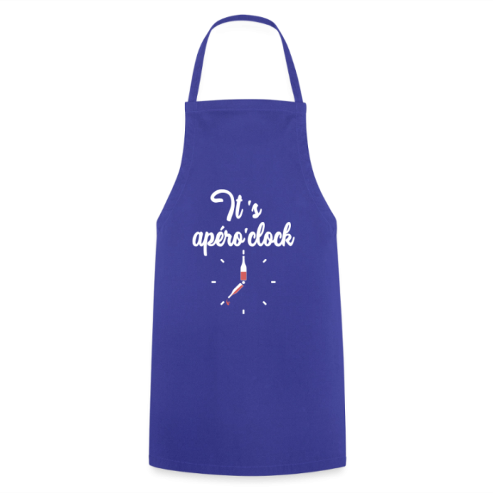 Tablier de cuisine - It's apéro'clock - bleu royal - front