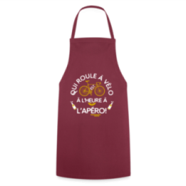 Tablier de cuisine - Qui roule à vélo arrive à l'apéro - bordeaux - front