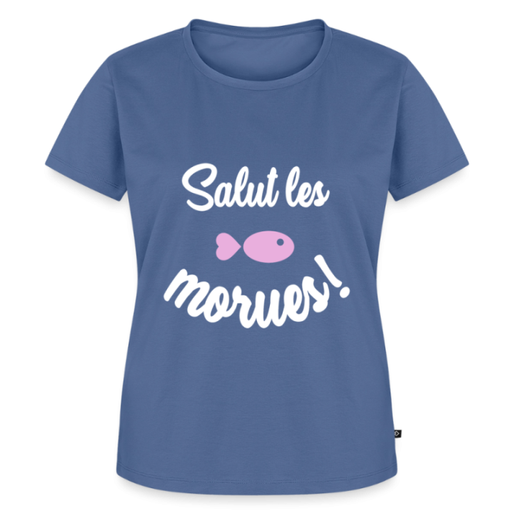 T-shirt premium femme - Salut les morues - bleu pigeon - front