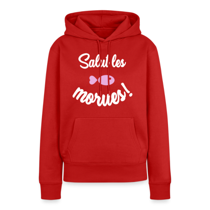 Sweat-shirt à capuche premium femme - Salut les morues - rouge - front