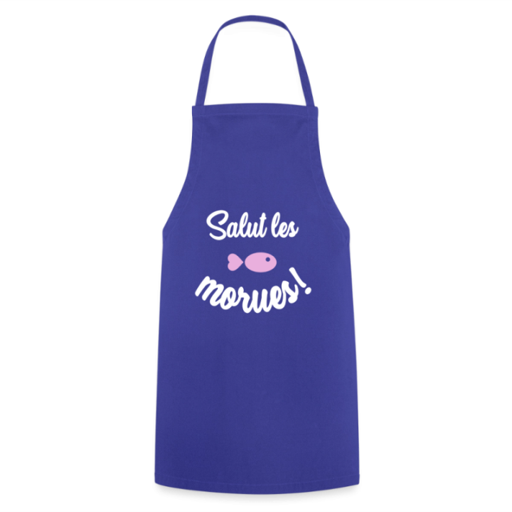 Tablier de cuisine - Salut les morues - bleu royal - front