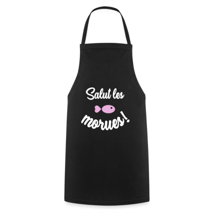 Tablier de cuisine - Salut les morues - noir - front