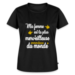 T-shirt premium femme - Ma femme: merveilleuse emmerdeuse - noir - front