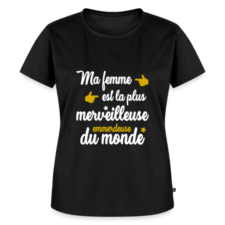 T-shirt premium femme - Ma femme: merveilleuse emmerdeuse - noir - front