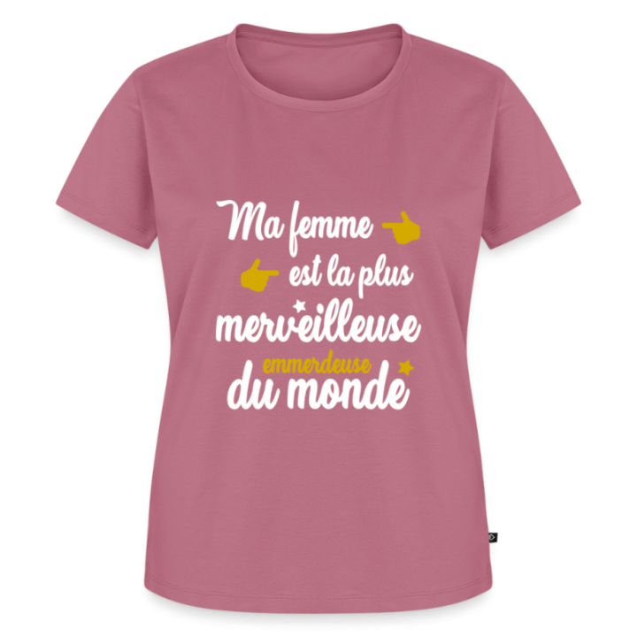T-shirt premium femme - Ma femme: merveilleuse emmerdeuse - mauve - front