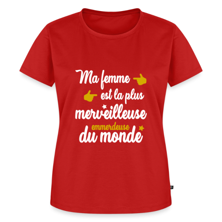T-shirt premium femme - Ma femme: merveilleuse emmerdeuse - rouge - front