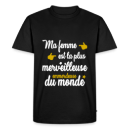 T-shirt premium homme - Ma femme: merveilleuse emmerdeuse - noir - front
