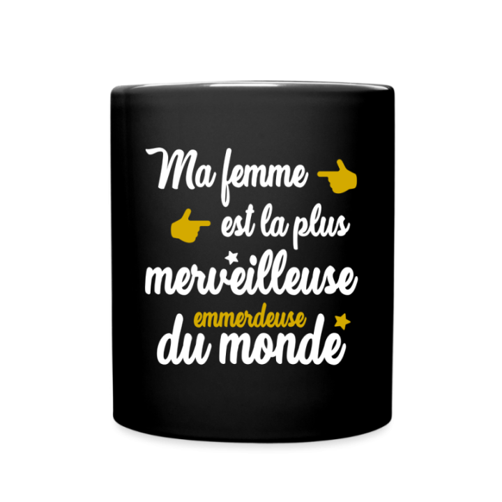 Mug uni - Ma femme: merveilleuse emmerdeuse - noir - front