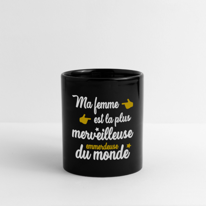 Mug uni - Ma femme: merveilleuse emmerdeuse - noir - front