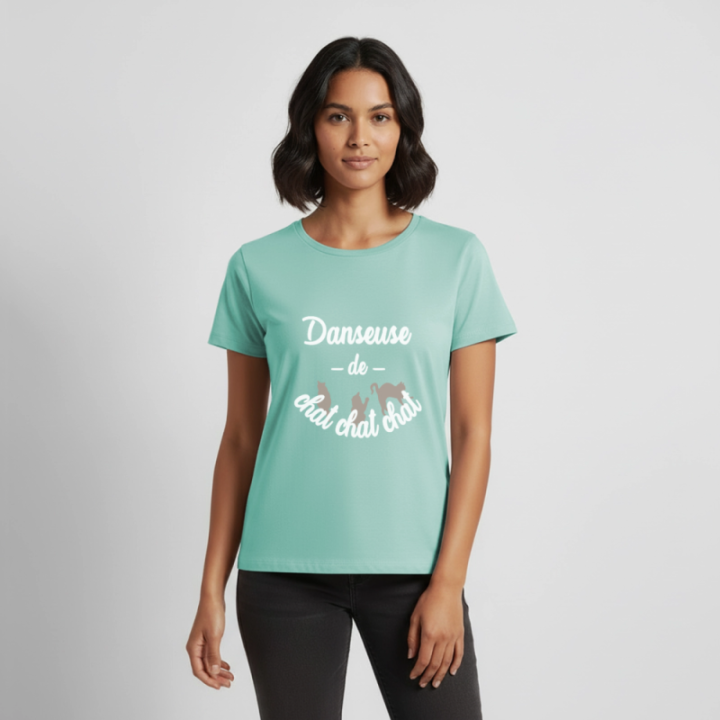 T-shirt premium femme - Danseuse de chat chat chat - menthe  - front