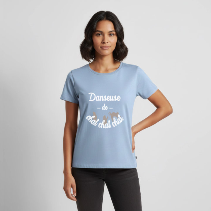 T-shirt premium femme - Danseuse de chat chat chat - bleu clair - front