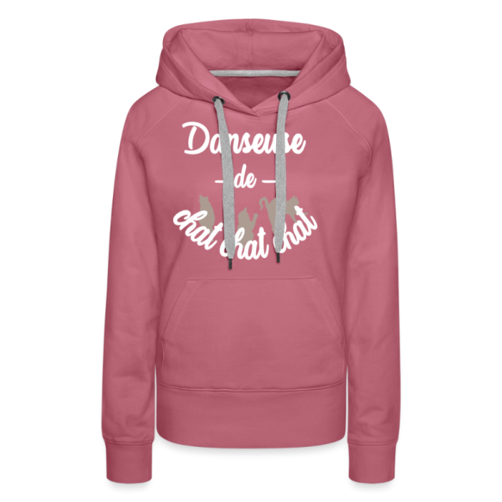 Sweat-shirt à capuche premium femme - Danseuse de chat chat chat - mauve - front