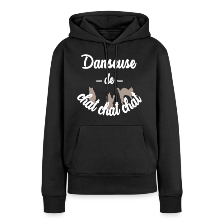 Sweat-shirt à capuche premium femme - Danseuse de chat chat chat - noir - front
