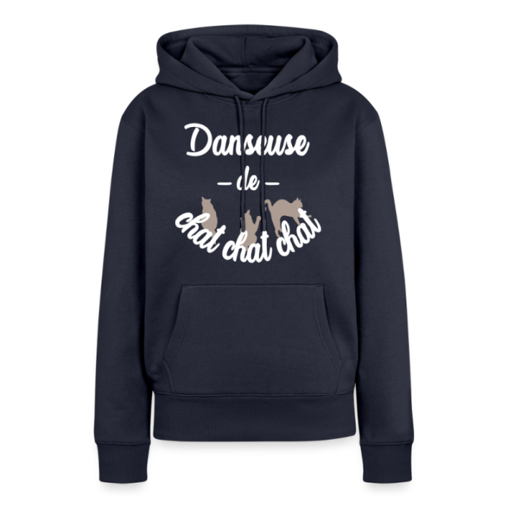 Sweat-shirt à capuche premium femme - Danseuse de chat chat chat - bleu marine - front