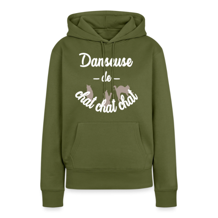 Sweat-shirt à capuche premium femme - Danseuse de chat chat chat - kaki - front