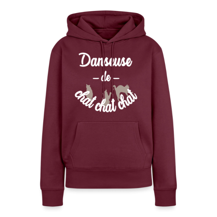 Sweat-shirt à capuche premium femme - Danseuse de chat chat chat - bourgogne - front