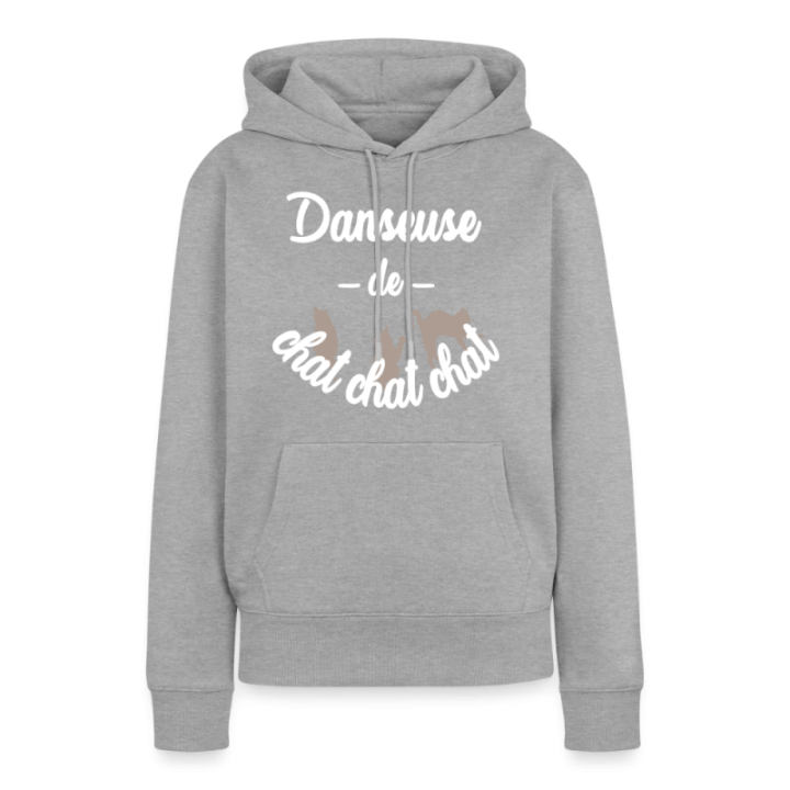 Sweat-shirt à capuche premium femme - Danseuse de chat chat chat - gris chiné - front