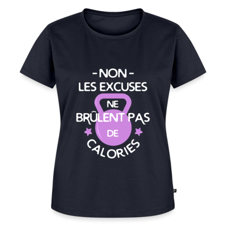 T-shirt premium femme - Les excuses ne brûlent pas de calories - bleu marine - front