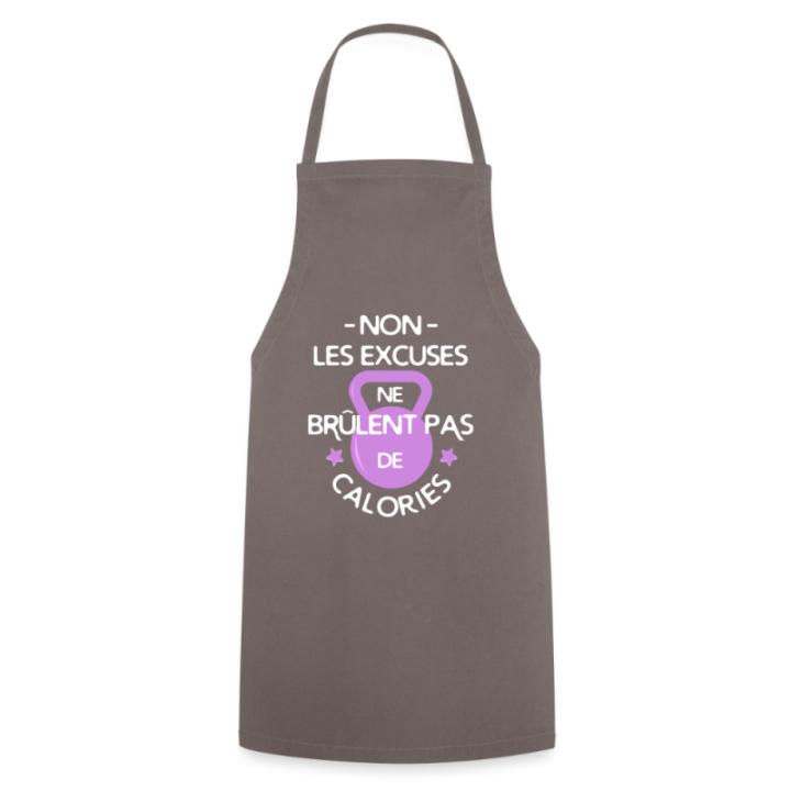 Tablier de cuisine - Les excuses ne brûlent pas de calories - gris - front