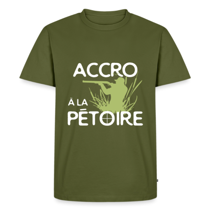 T-shirt premium homme - Accro à la pétoire - kaki - front