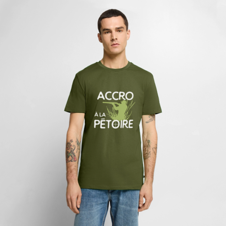 T-shirt premium homme - Accro à la pétoire - kaki - front