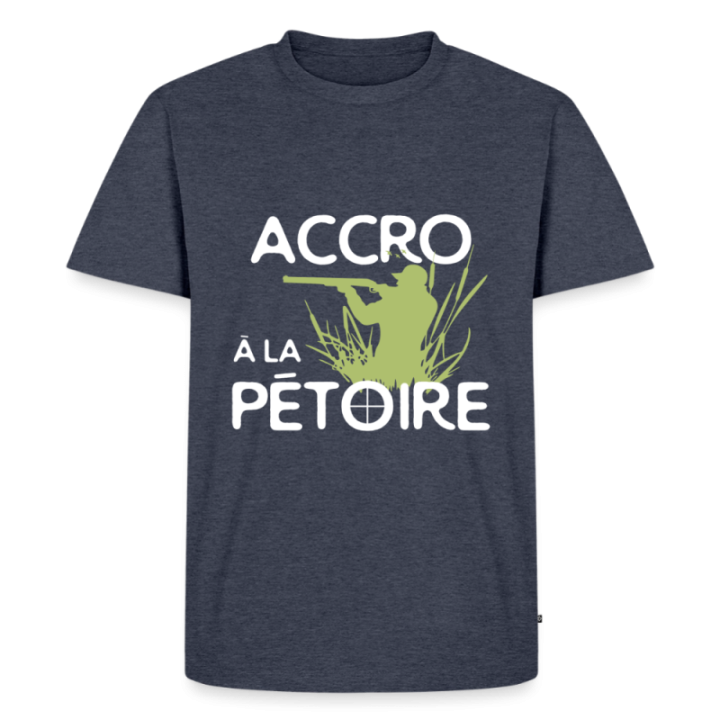 T-shirt premium homme - Accro à la pétoire - bleu jeans  - front